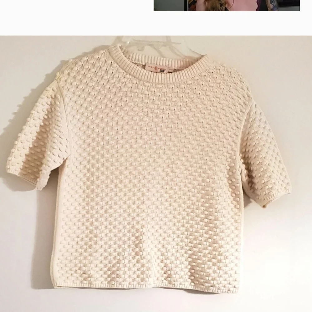 TORY BURCH COTTON CREAM TOP WITH BALLS ...SIZE‎ XS
